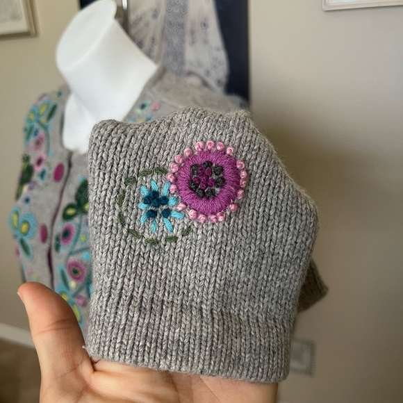 Vintage Talbots Petites Floral Embroidered Wool & Angora Cardigan Sweater Top S - Picture 3 of 9